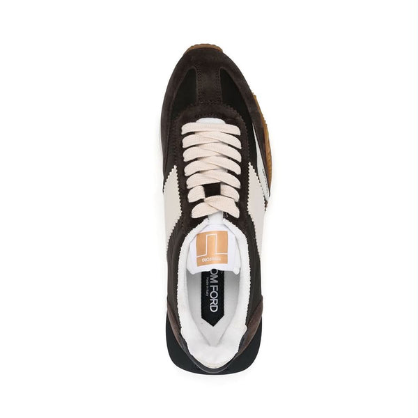 baskets Tom Ford James en daim et tissu technique noir et ivoire