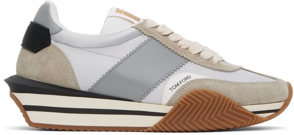 Basket Tom Ford James en suède et tissu technique gris