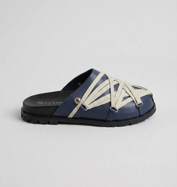mules Rick Owens en cuir bleu