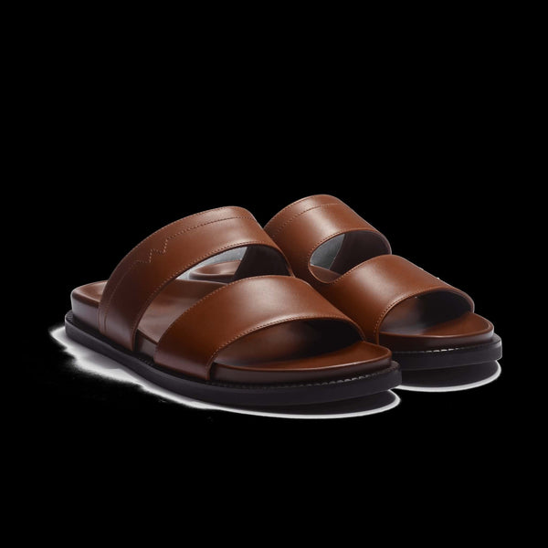 mules anatomiques Double V en cuir lisse marron de J.M. Weston