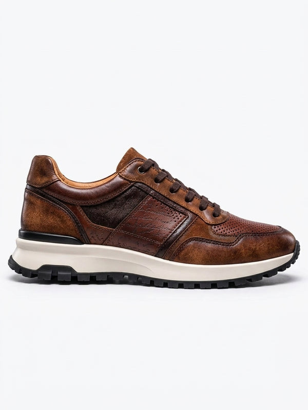 Basket Berlutti Cuir Marron Premium – Semelle Crantée