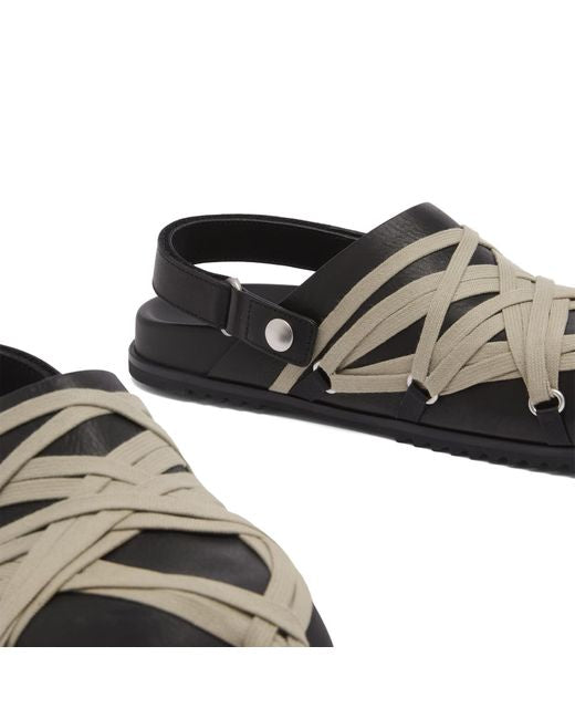 Rick Owens Megalaced Granola en cuir noir
