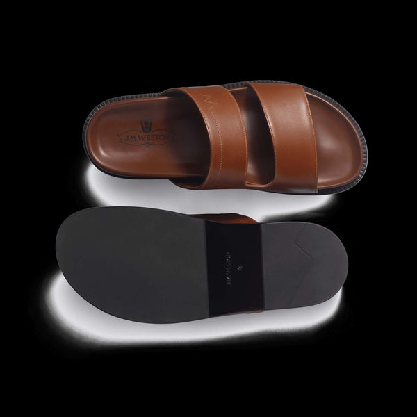 mules anatomiques Double V en cuir lisse marron de J.M. Weston