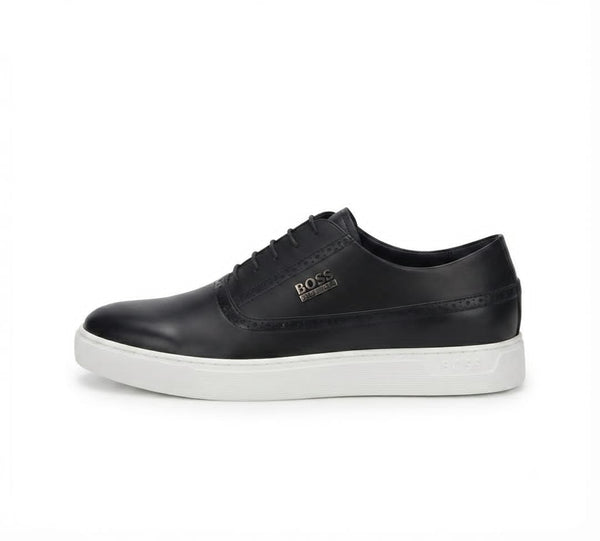 Basket BOSS Black Leather White Sole