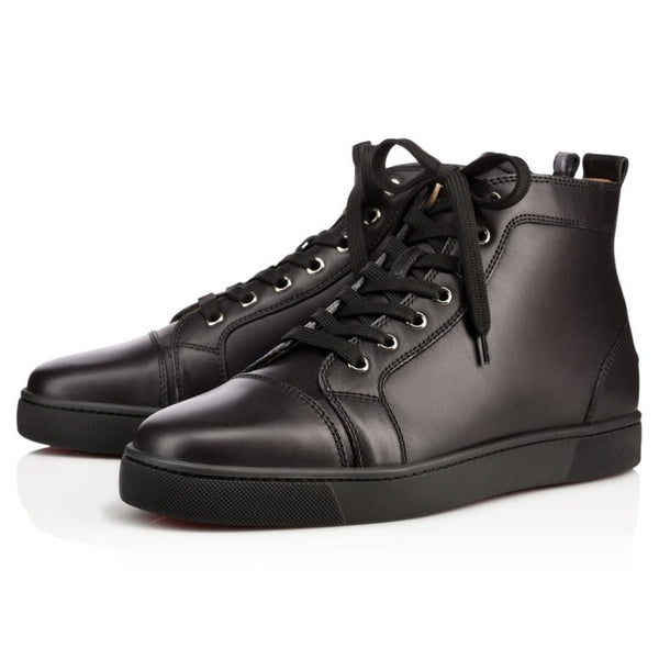 baskets hautes Christian Louboutin modèle Louis en cuir de veau noir