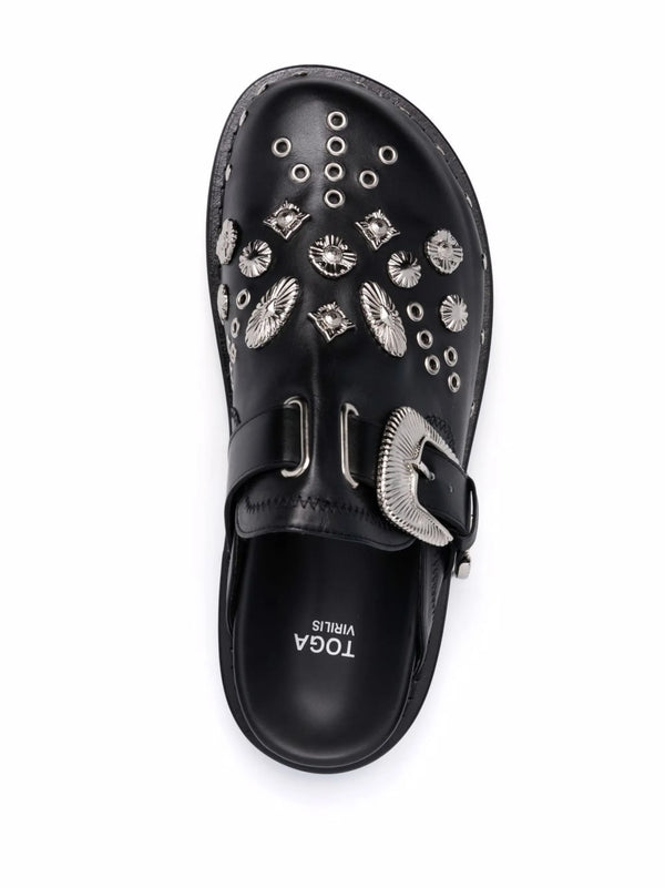 mules cloutées noires