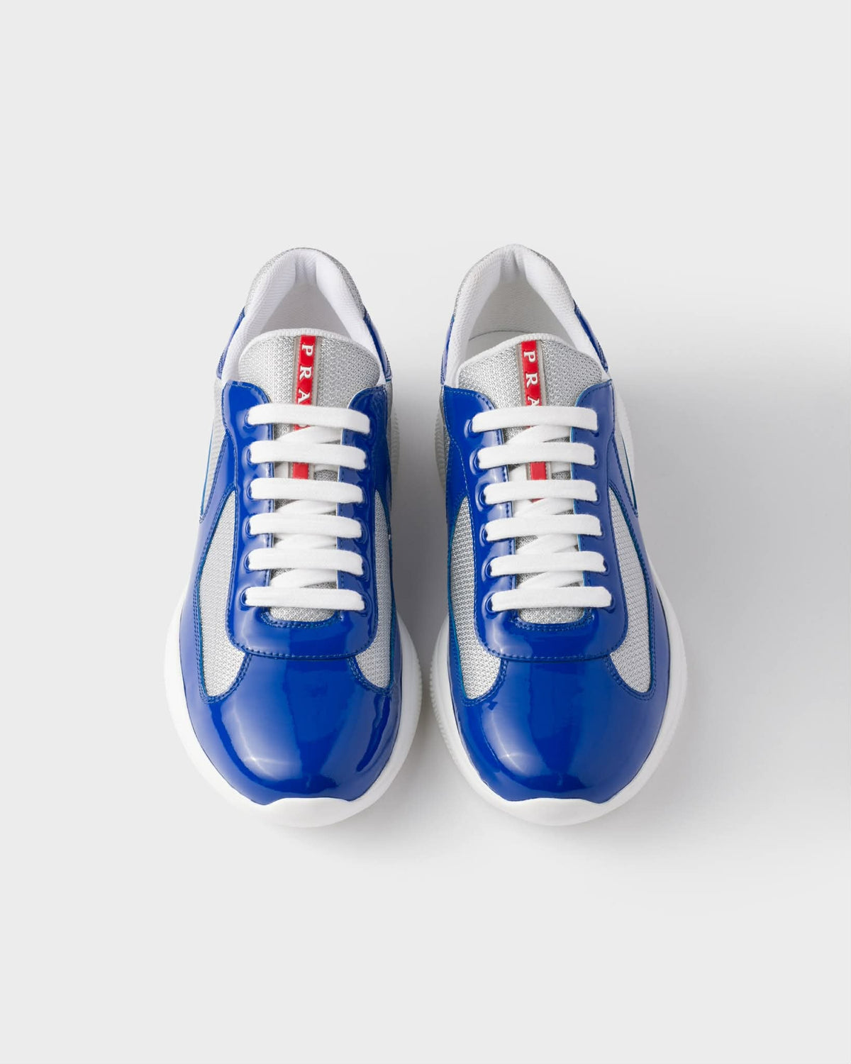 Prada Blue Patent Leather‑Blend America’s Cup Sneaker