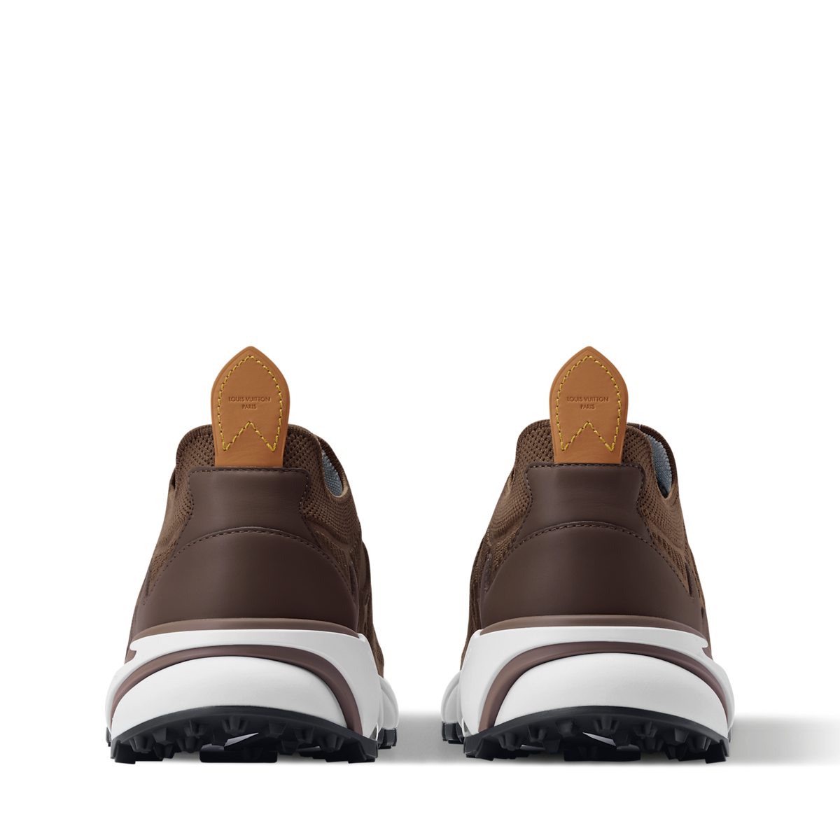 Basket Louis Vuitton LV Runner Tatic marron et blanche