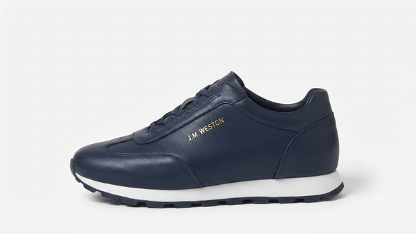 Basket J.M. Weston en cuir de veau bleu marine