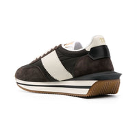baskets Tom Ford James en daim et tissu technique noir et ivoire