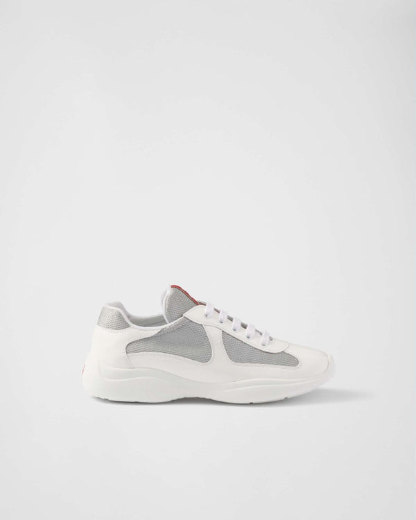 baskets Prada America’s Cup en tissu Bike blanc et argent