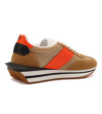 baskets Tom Ford James en daim marron et nylon orange