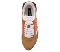baskets Tom Ford James en daim marron et nylon orange