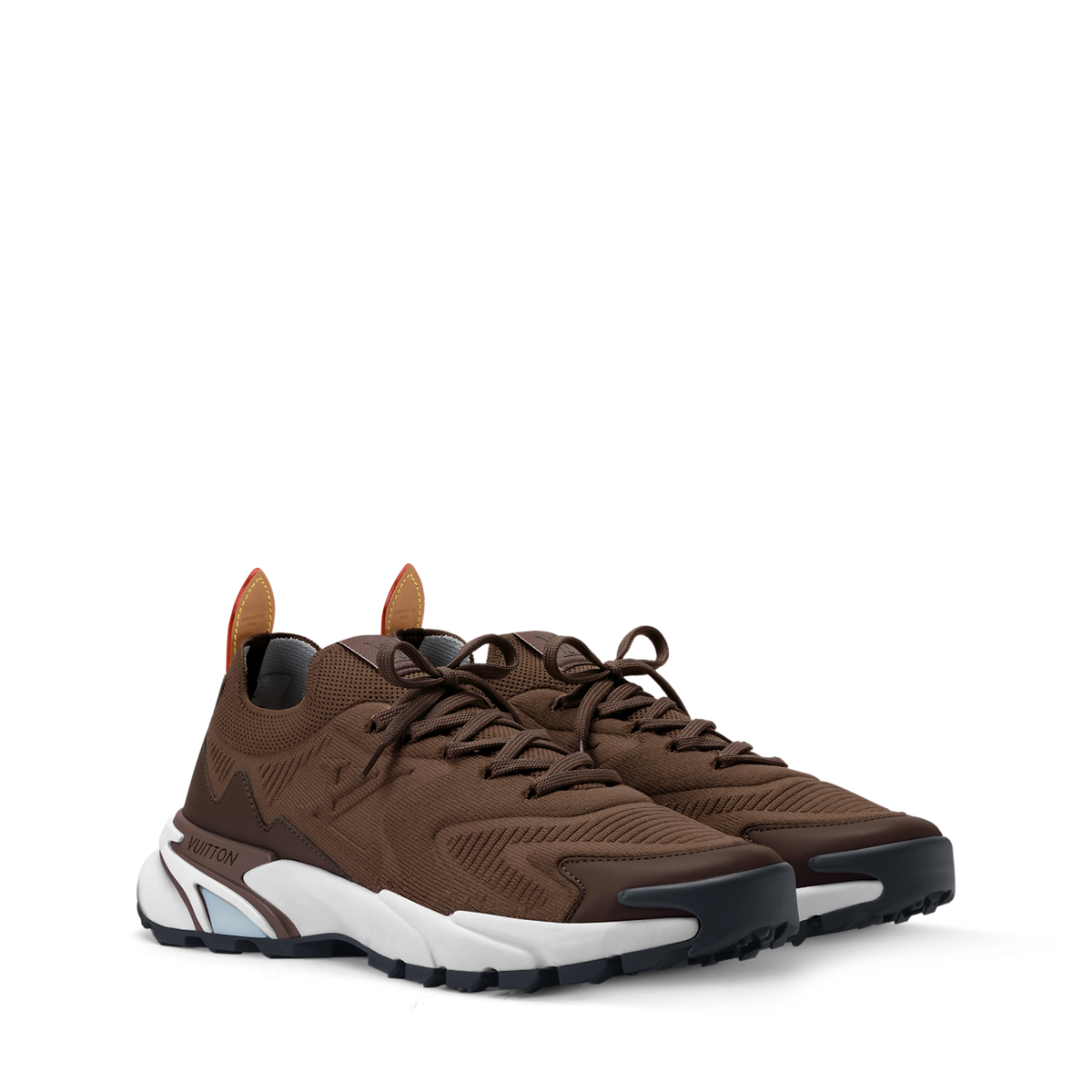 Basket Louis Vuitton LV Runner Tatic marron et blanche