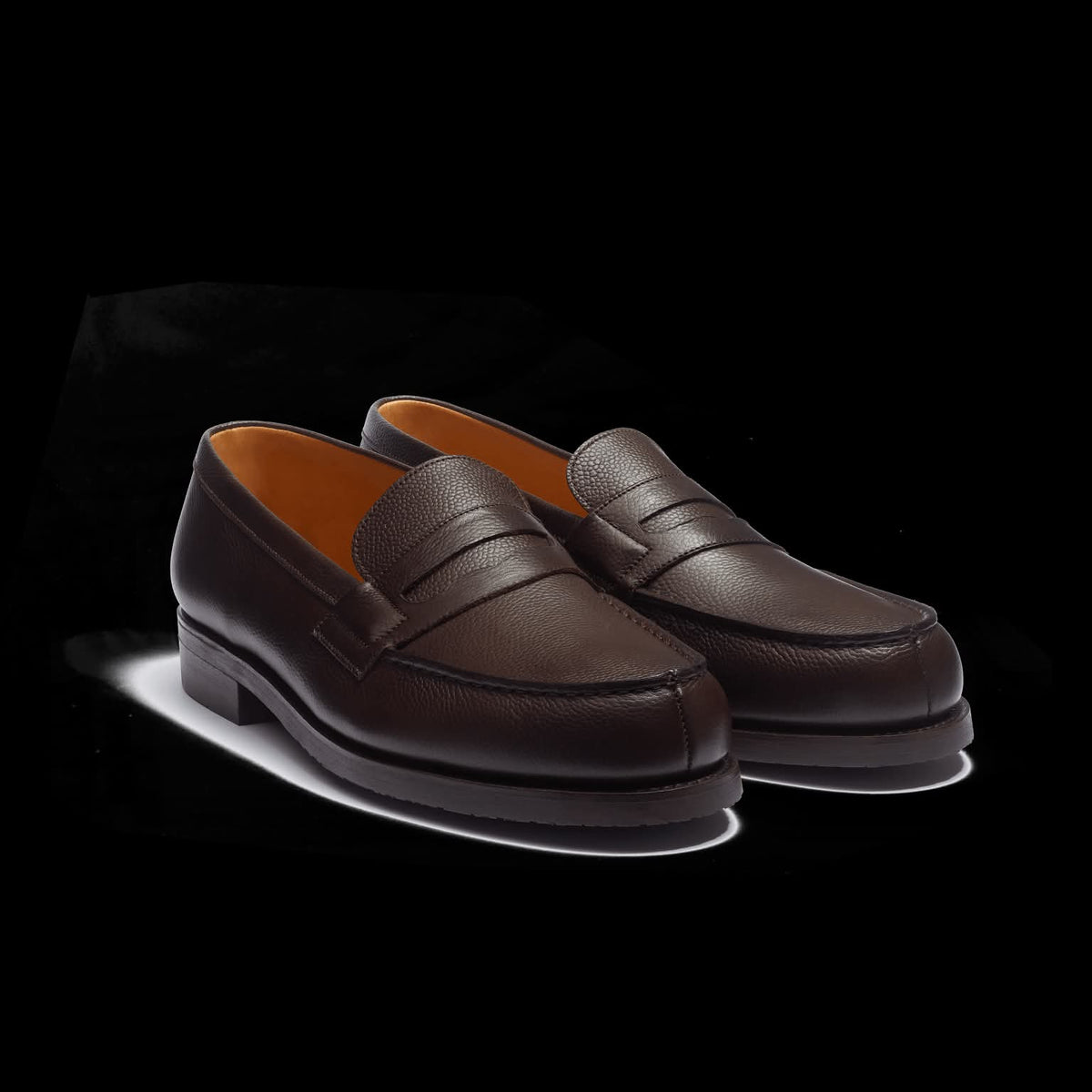 mocassins J.M. Weston 180 en cuir de veau grainé café