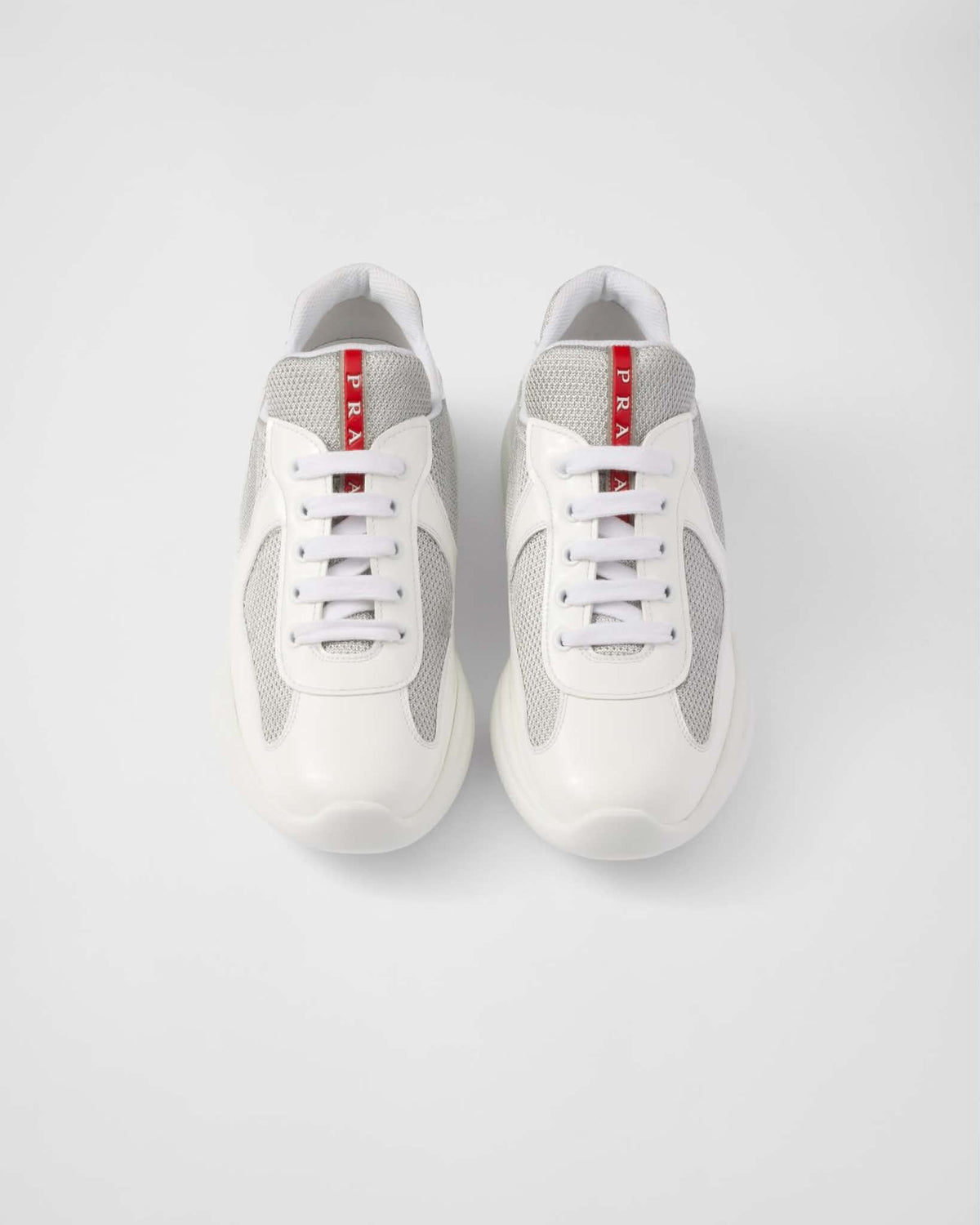 baskets Prada America’s Cup en tissu Bike blanc et argent