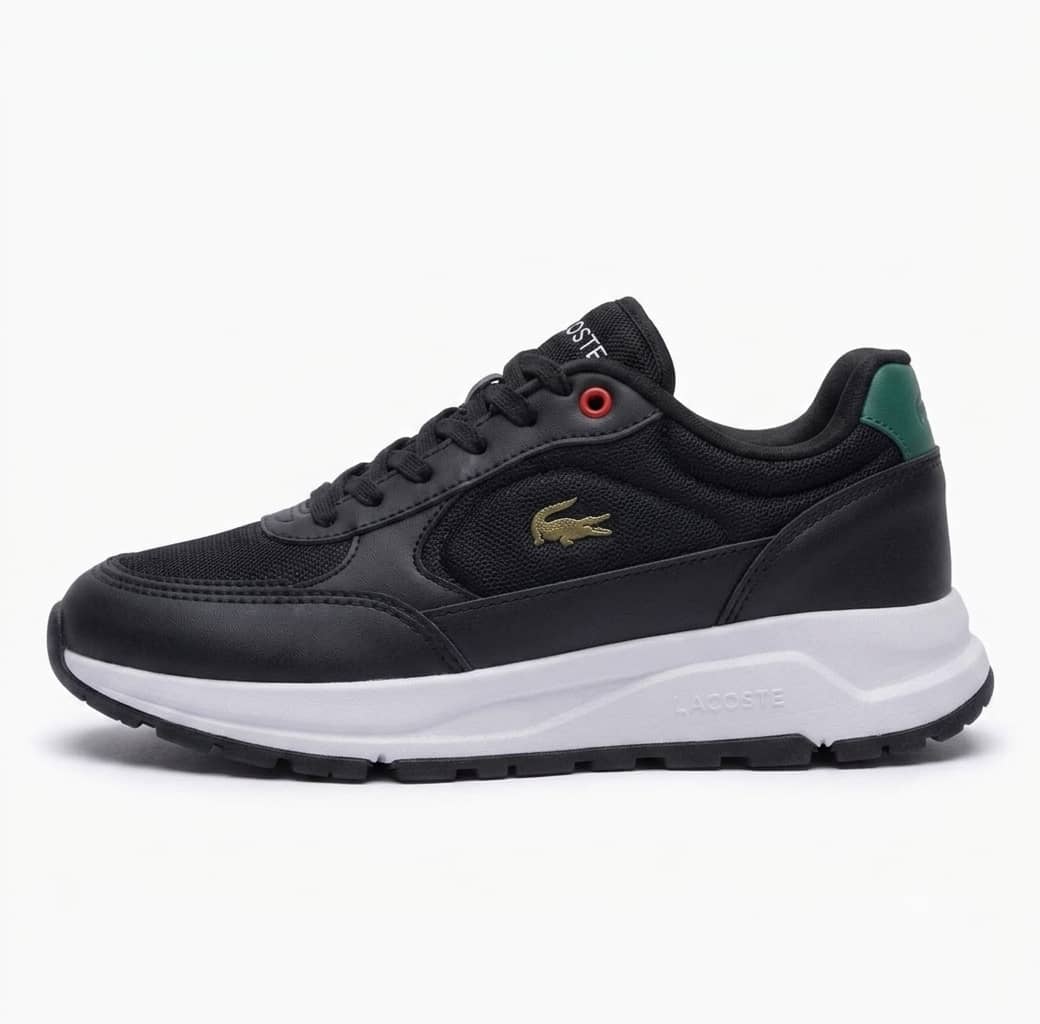 Basket Lacoste Run Set noir doré emblématique