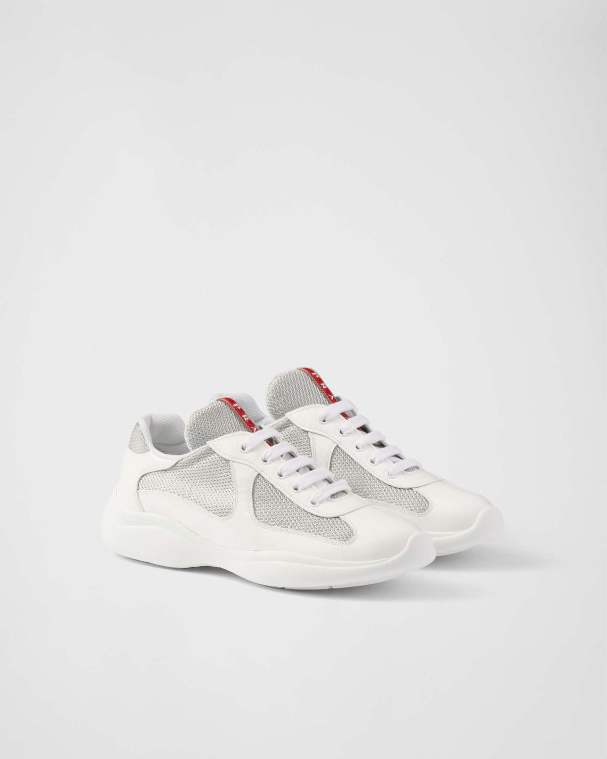 baskets Prada America’s Cup en tissu Bike blanc et argent