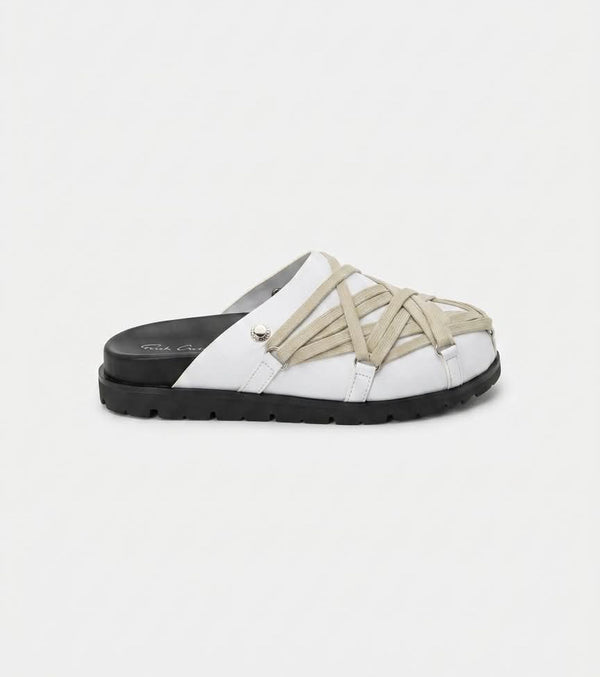 mules Rick Owens Megalaced Granola en cuir blanc