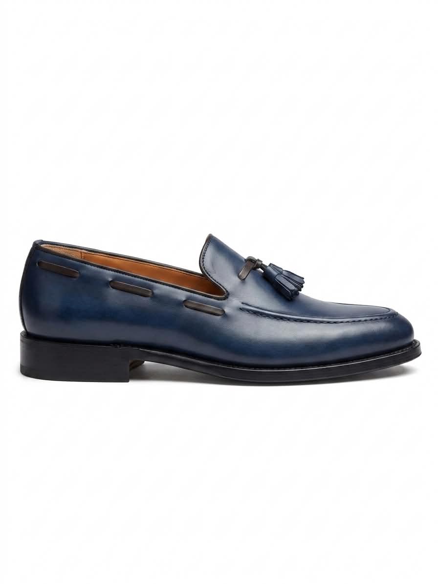 mocassin Marvin&Co Luxe en cuir cognac coleur marine