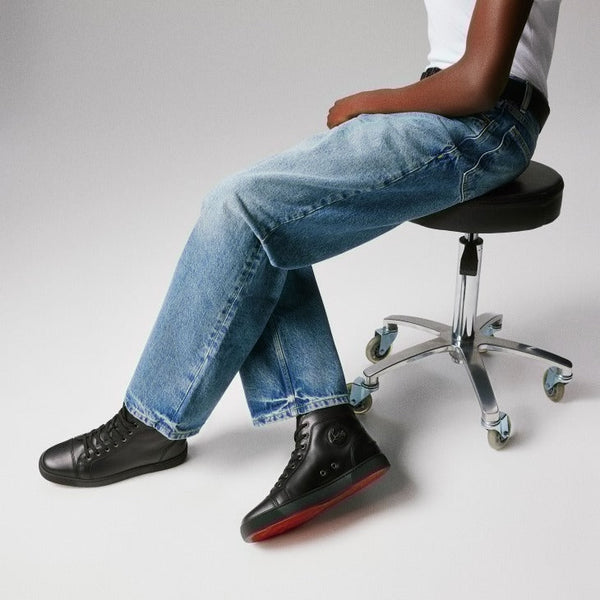 baskets hautes Christian Louboutin modèle Louis en cuir de veau noir