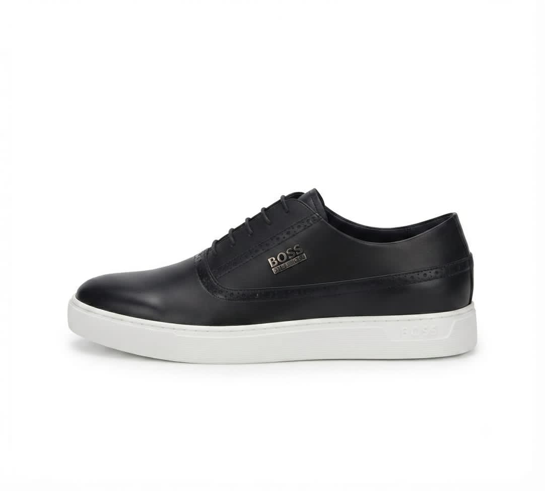 Basket BOSS Black Leather White Sole