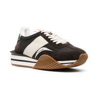 baskets Tom Ford James en daim et tissu technique noir et ivoire