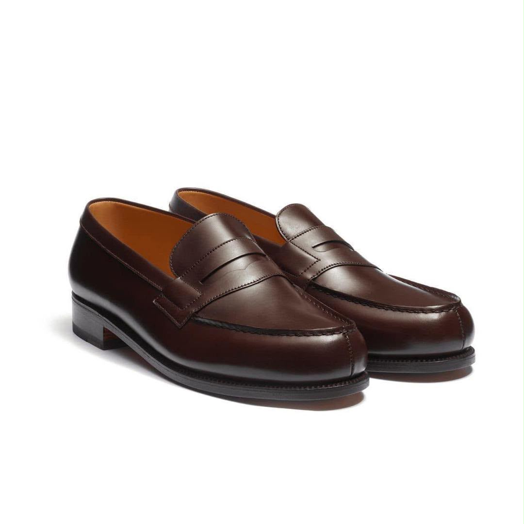 mocassins J.M. Weston 180 en cuir lisse marron Mélèze
