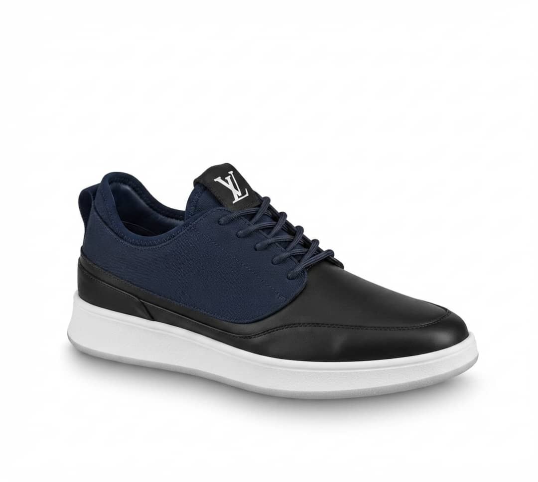 Basket Louis Vuitton Beverly Hills  textile bleu marine,